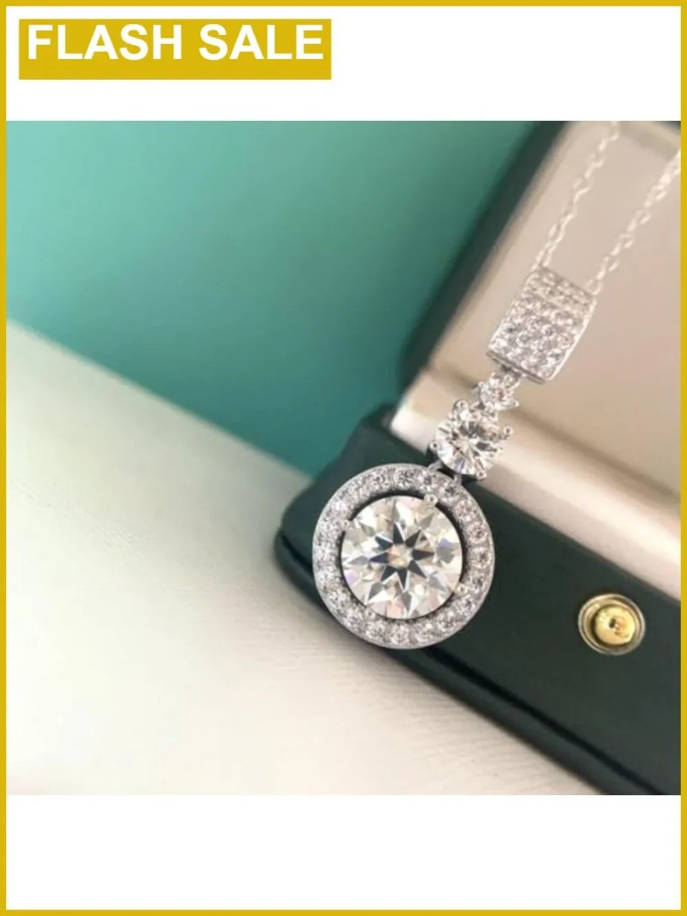 14K Gold 5ct VVS1 Diamond Round Pendant Necklace Women Fine Jewelry Gift